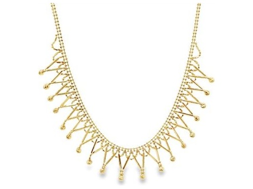 18K Yellow Gold Necklace with Geometric Ball Dangles